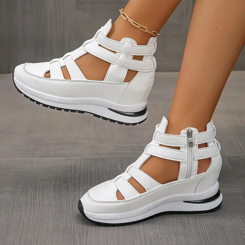 Pippa - Stylish Lightweight Wedge Sandals with Side Zip