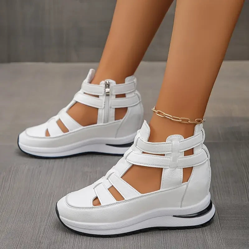 Pippa - Stylish Lightweight Wedge Sandals with Side Zip