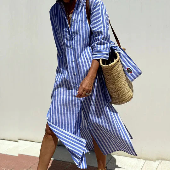 Eska - Loose Fit Striped Shirt Dress