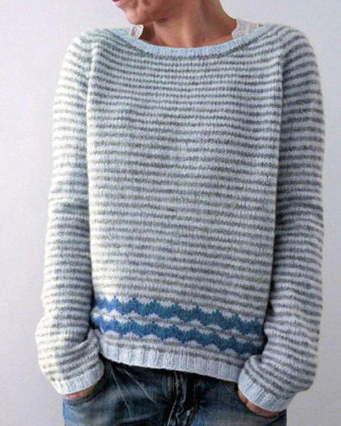 Stylowy damski sweter z retro wzorem na jesień