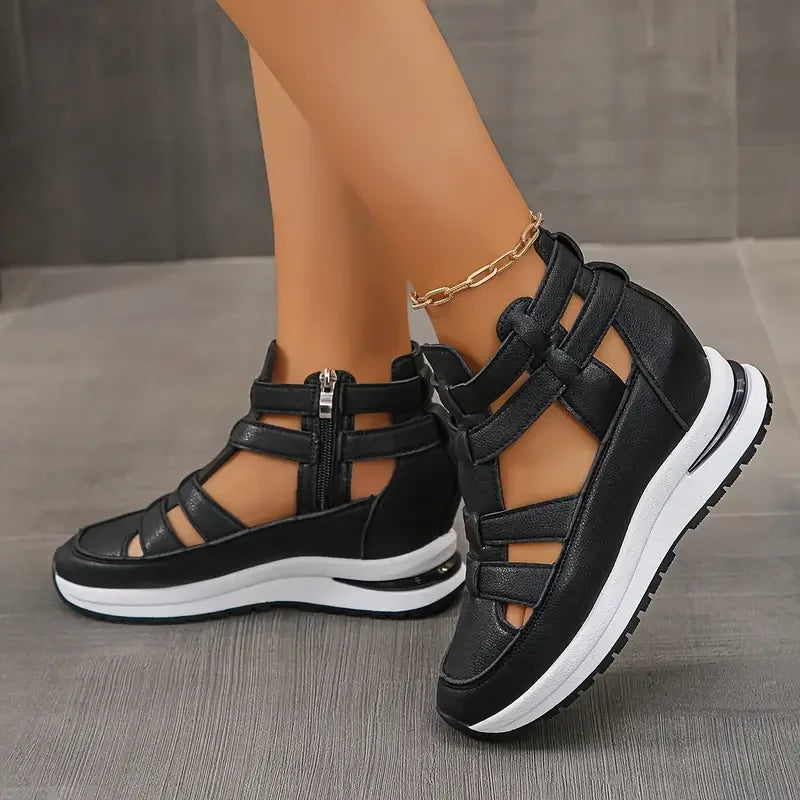 Pippa - Stylish Lightweight Wedge Sandals with Side Zip