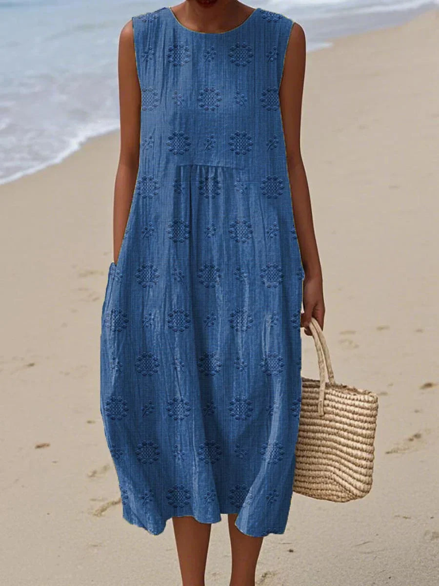 Ivy - Elegant Sleeveless Cotton Dress with Pockets