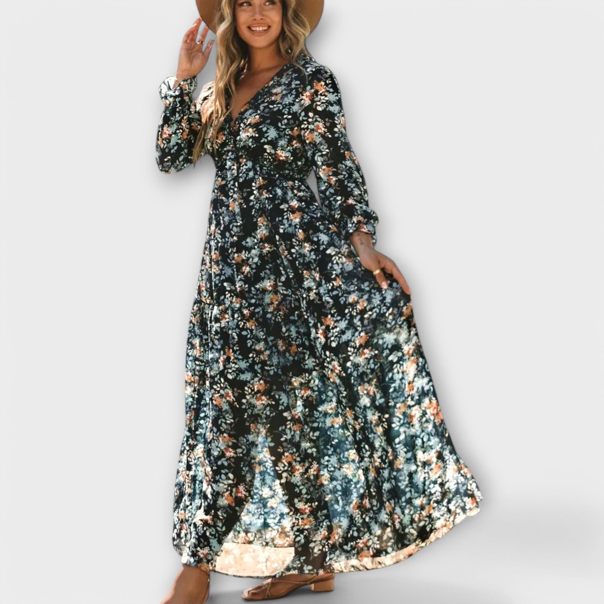 Nova - Elegant Patterned Maxi Dress