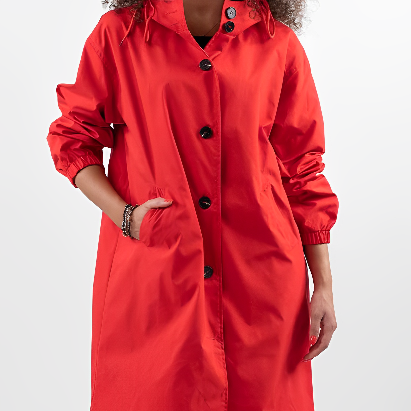 Classic waterproof raincoat with hood for women
