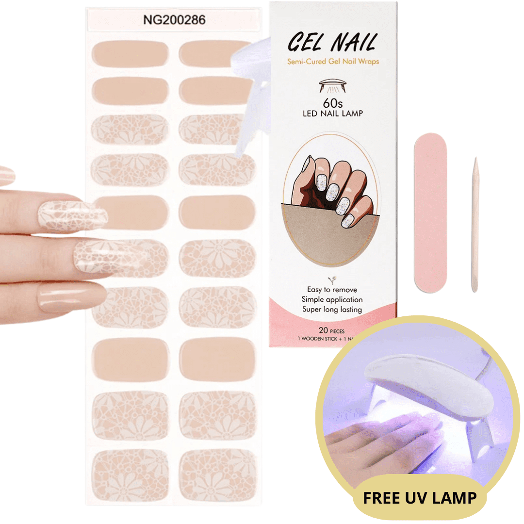 Gel nail sticker set with UV lamp