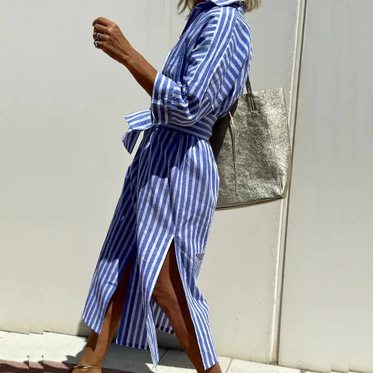 Eska - Loose Fit Striped Shirt Dress