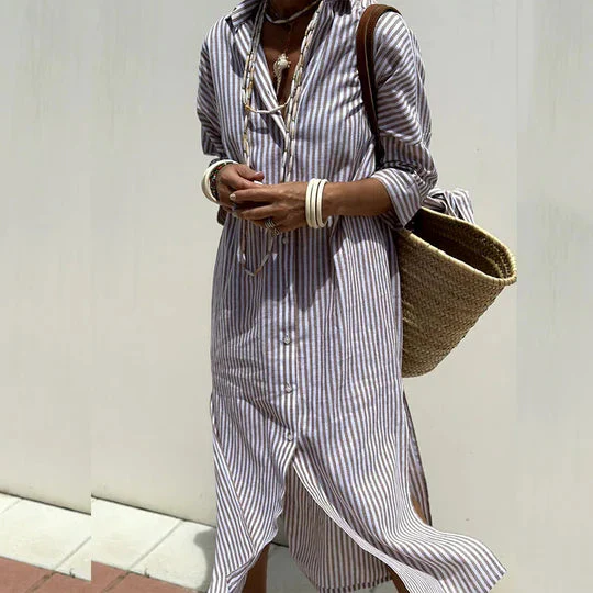 Eska - Loose Fit Striped Shirt Dress