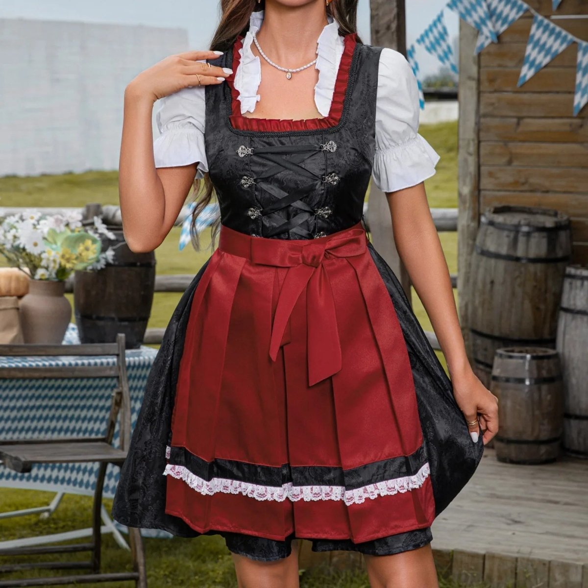 Bavarian dirndl dress | classic cut with apron | Oktoberfest