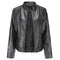 PU leather jacket with stand-up collar for women