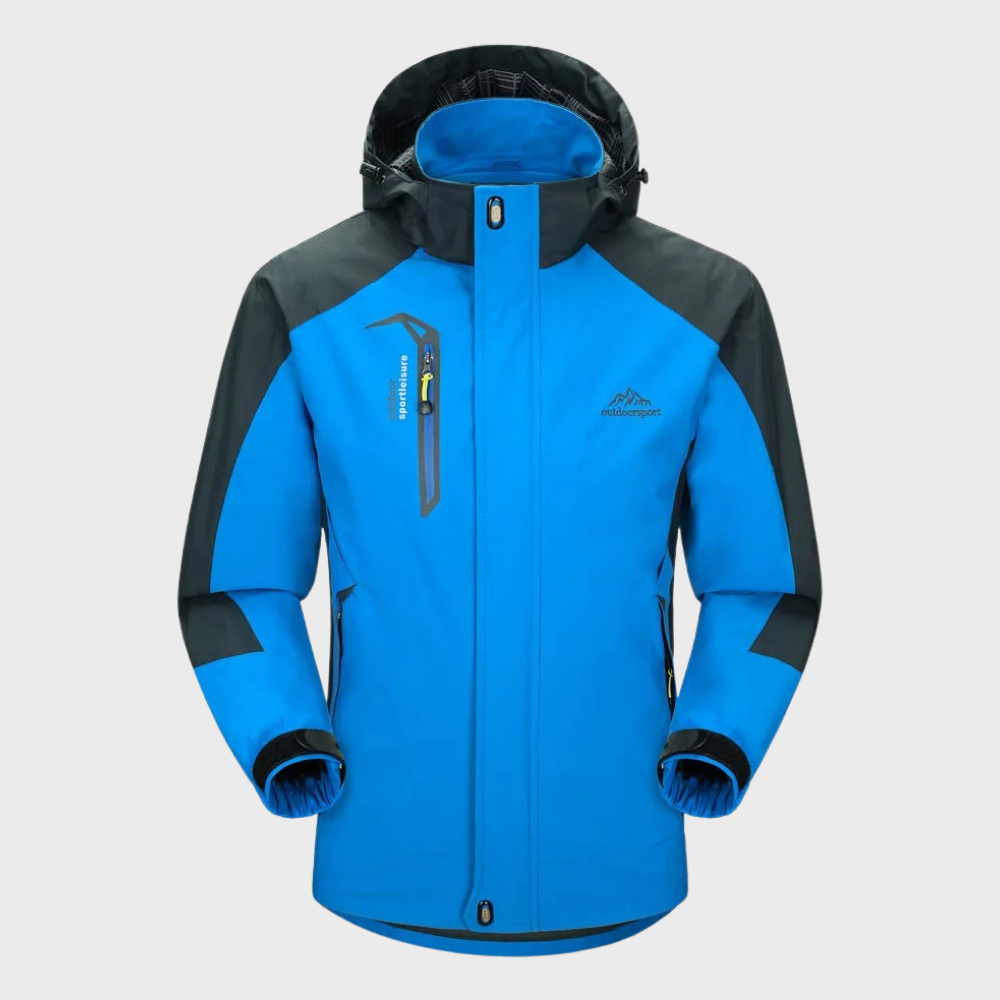 Men's softshell outdoor jacket with hood, windproof membrane and water-repellent finish