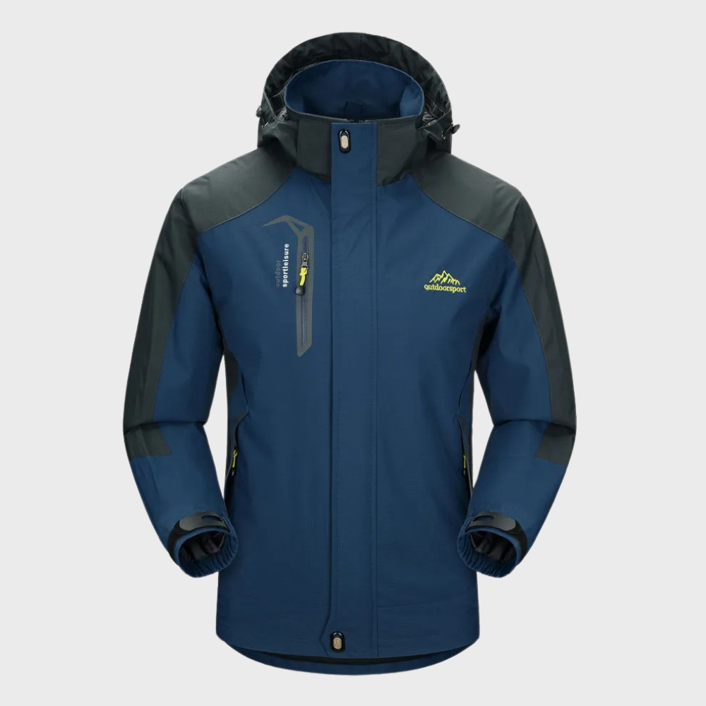 Men's softshell outdoor jacket with hood, windproof membrane and water-repellent finish