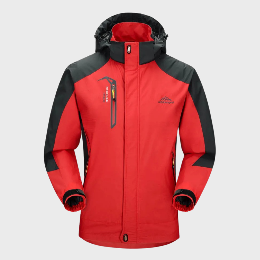 Men's softshell outdoor jacket with hood, windproof membrane and water-repellent finish