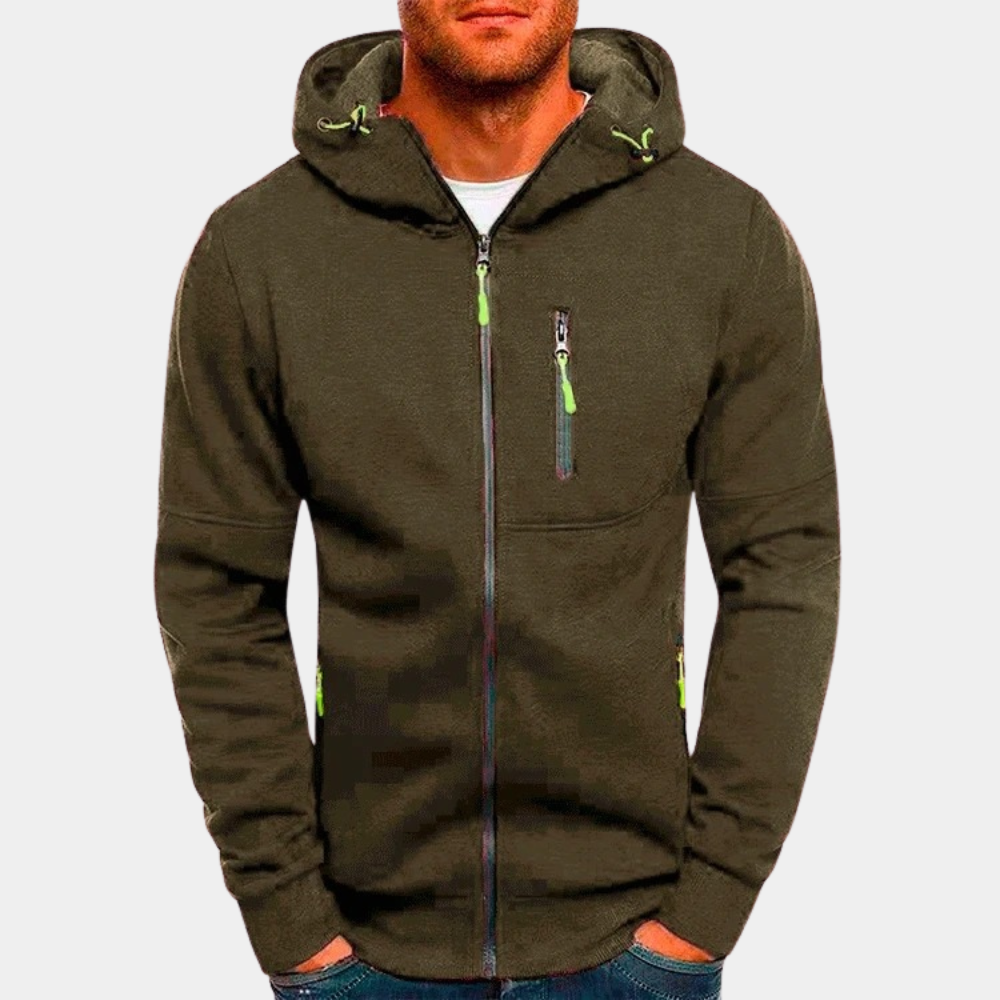 JACKS - Lightweight summer sweater with zipper and hood for men