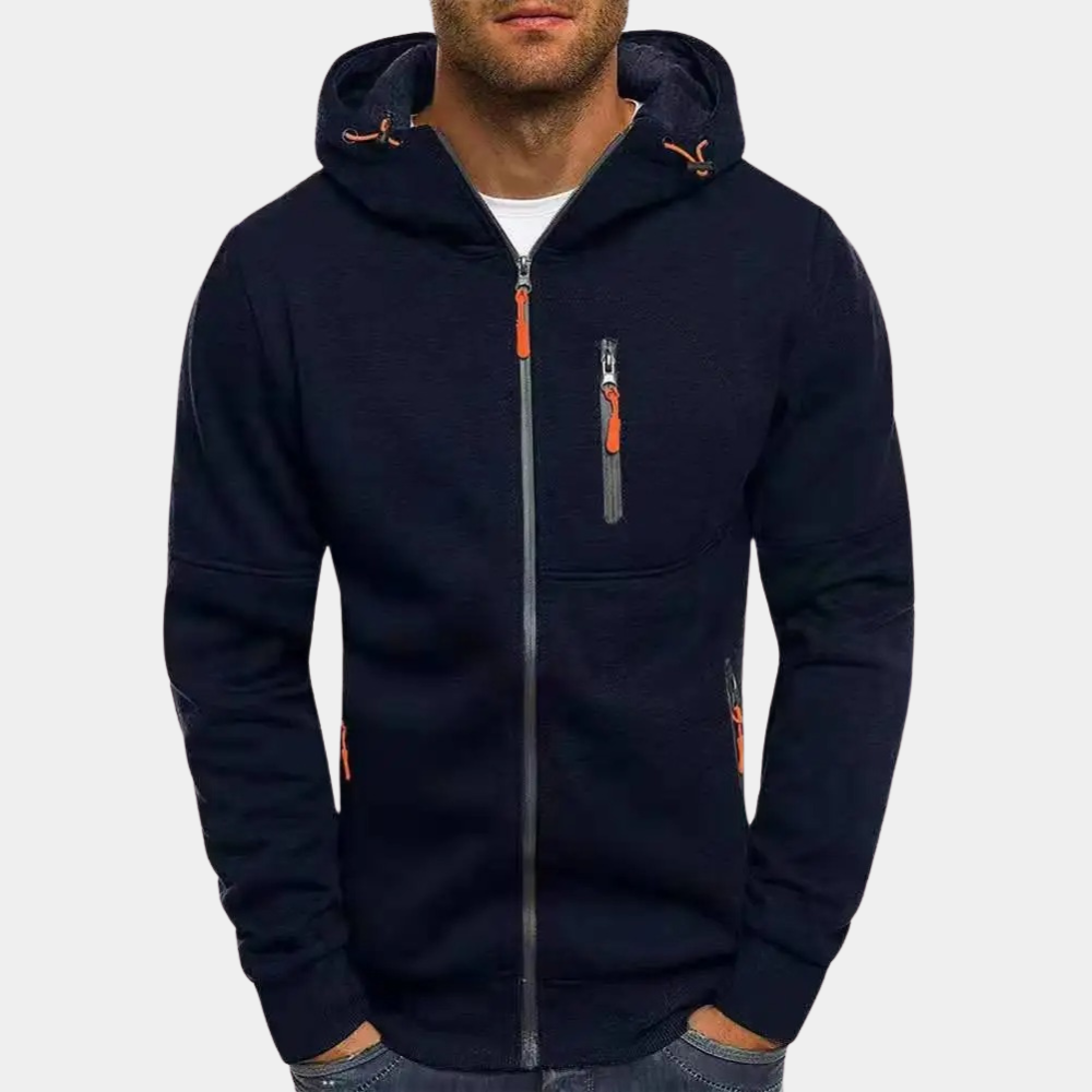 JACKS - Lightweight summer sweater with zipper and hood for men