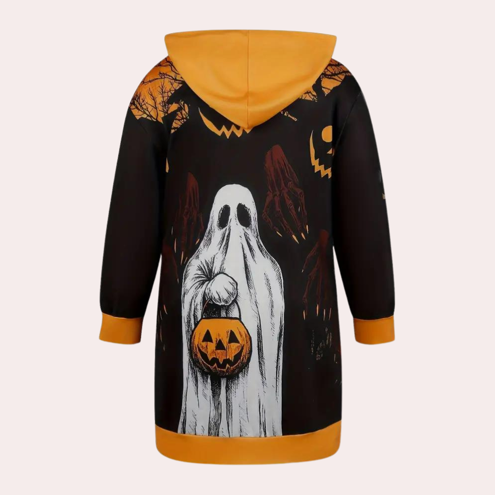 Halloween kapucnis ruha | Szellem és tök mintás dizájn