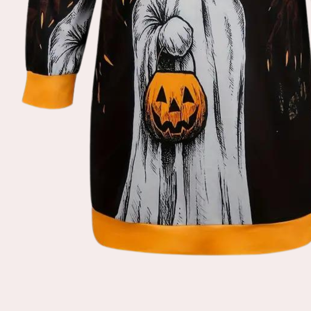 Halloween kapucnis ruha | Szellem és tök mintás dizájn