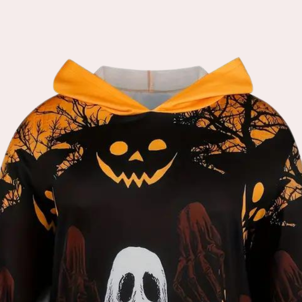 Halloween kapucnis ruha | Szellem és tök mintás dizájn