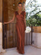 Samantha Women's Evening Dress - Sleeveless Satin Mermaid Dress with Neckline and Elegant Sleeves