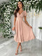 Julie Women's Dress - Elegant Bridesmaid Dress with Cheeky Neck, Short Buff Sleeves and Flowy Cut