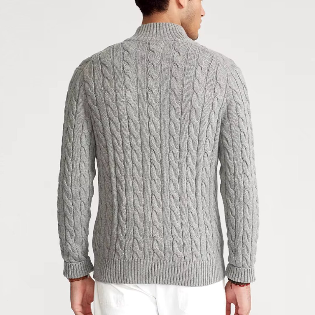Quarter Zip Cable Knit Sweater for Men - Image 2