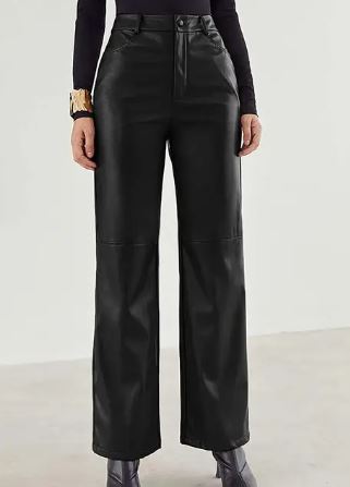 Fashionable leather trousers with a comfortable fit for spring - women