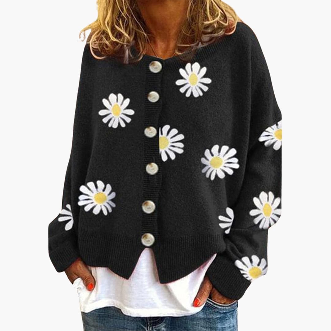 Button-Down Daisy Print Cardigan for Women - Image 3