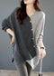 Asymmetric patchwork knit shirt for women in a loose fit