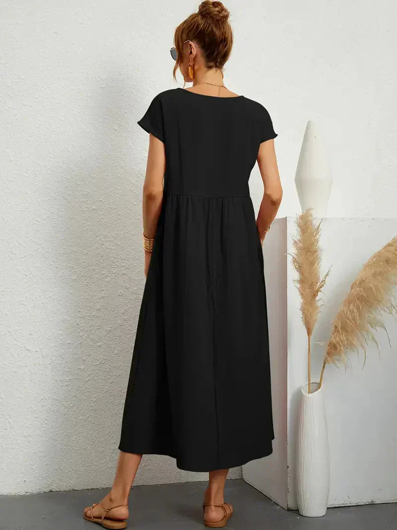 Melody Women's Long Dress - Lightweight Summer Cotton Blend Dress with Elegant Cut and Timeless Style