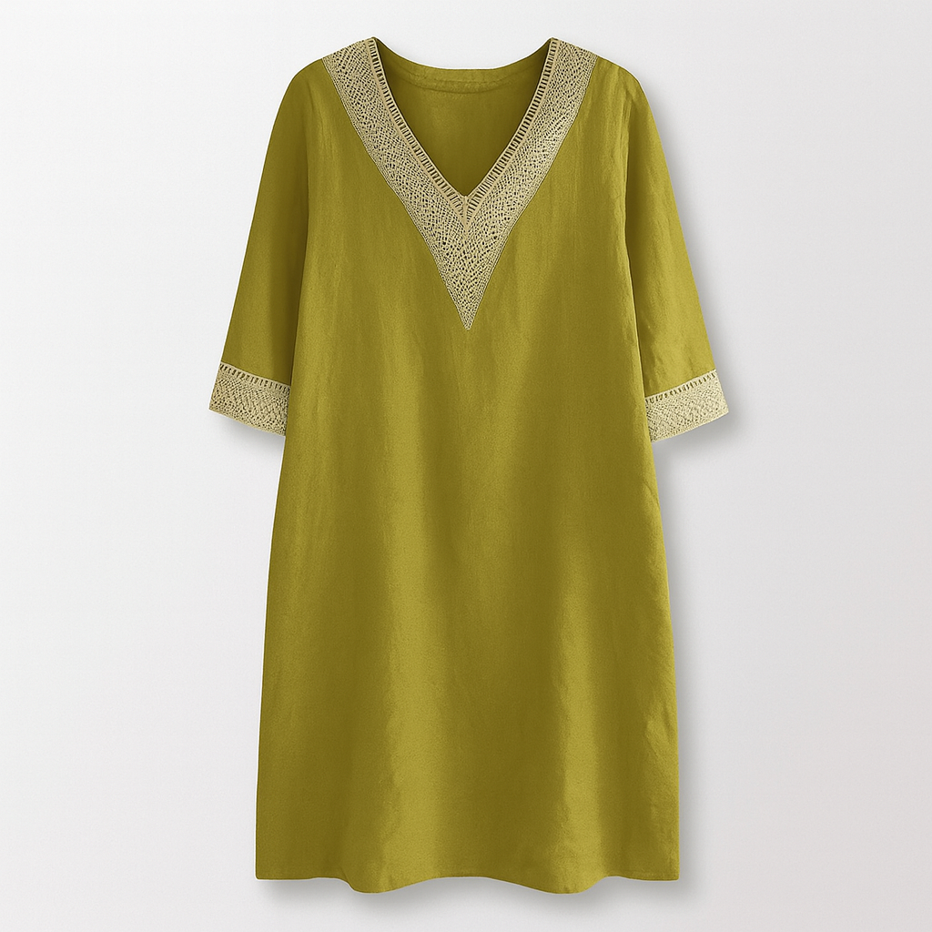  Linen-blend dress yellow
