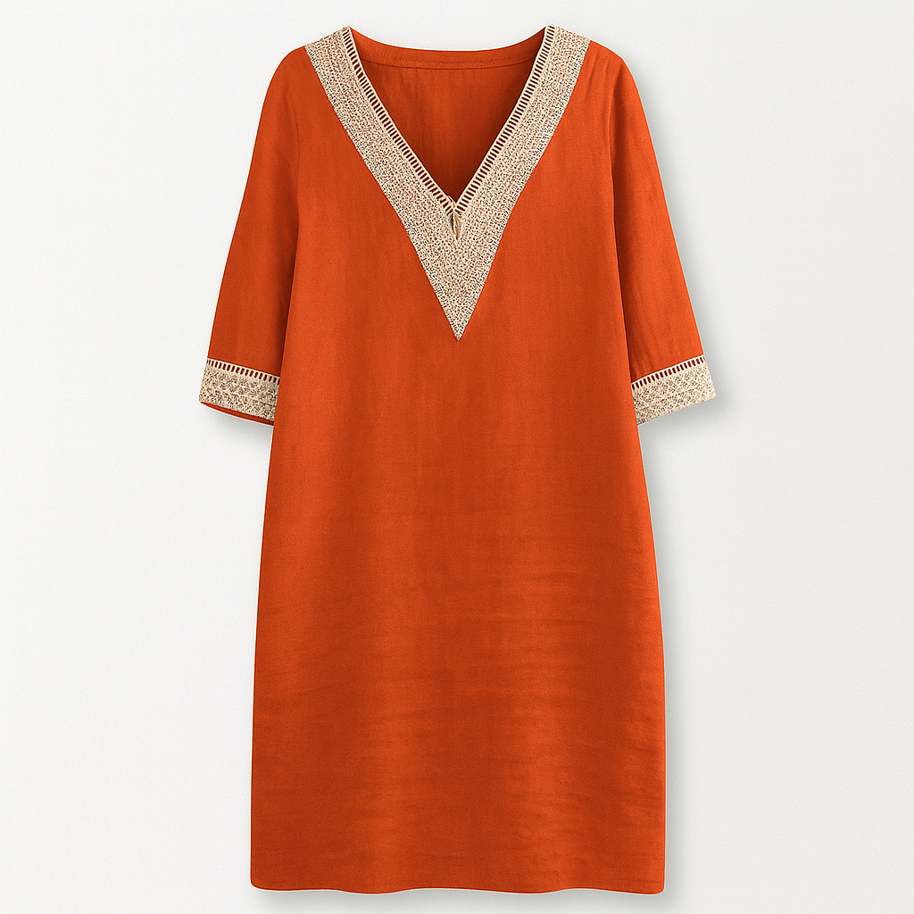  Linen-blend dress orange