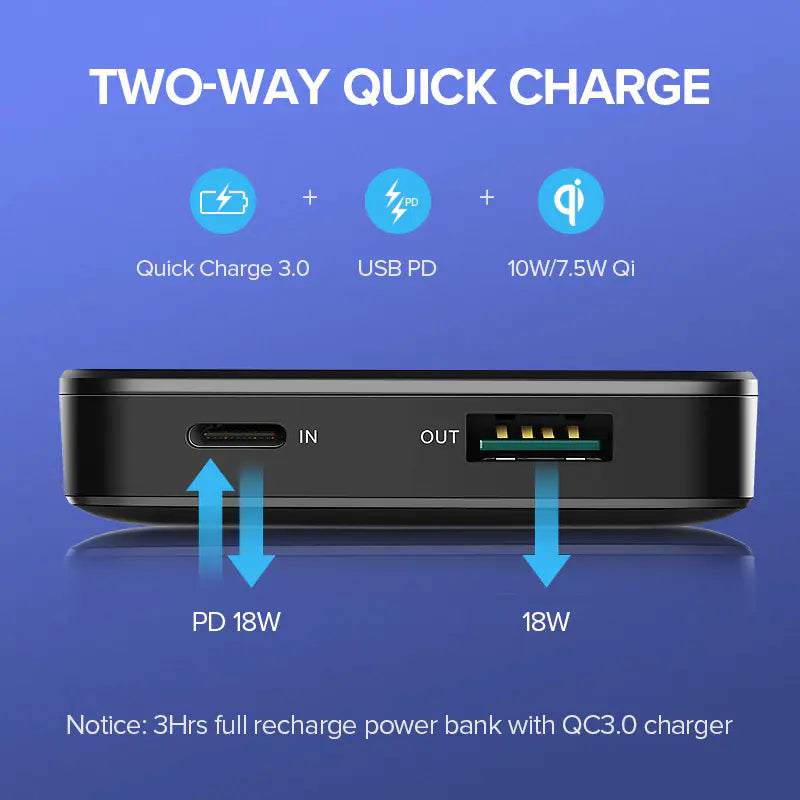 Wireless fast-charging power bank - 10,000mAh Dual Output