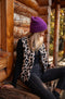 Women's knitted vest with leopard print and button closure