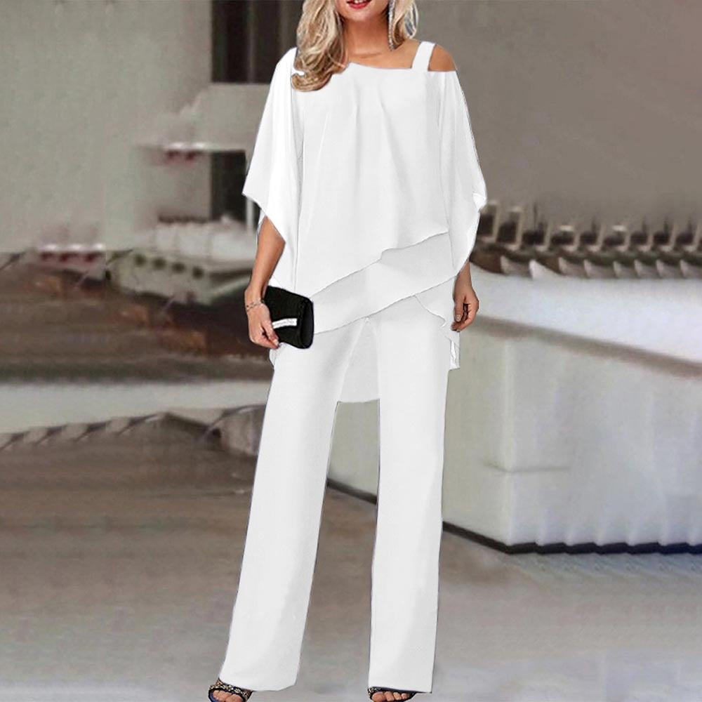 2-piece set for women, cold shoulder, liquid polyester