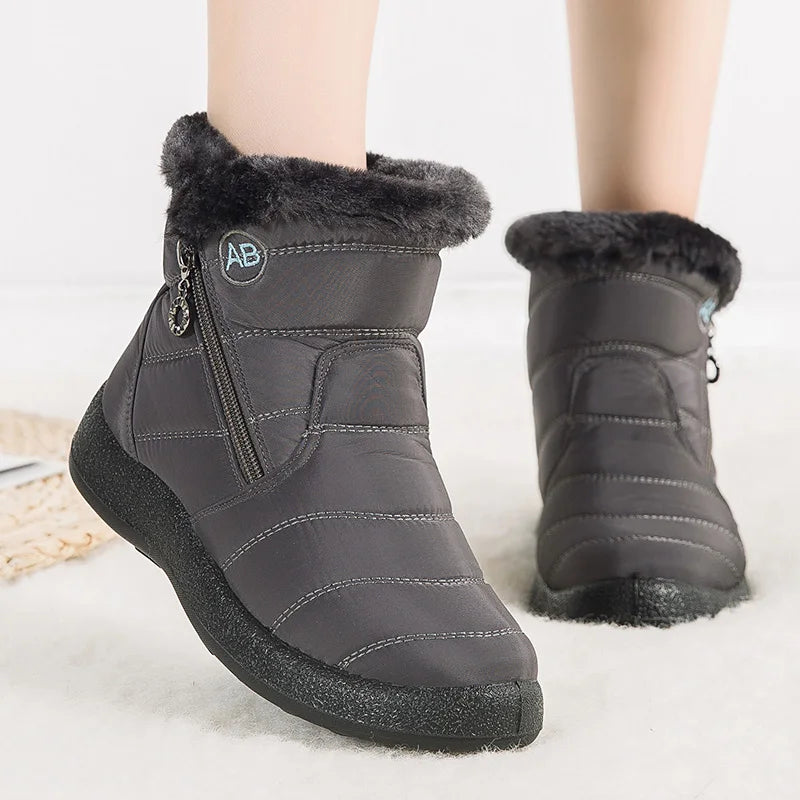 Black women's ankle boots | fleece lining, comfortable and casual