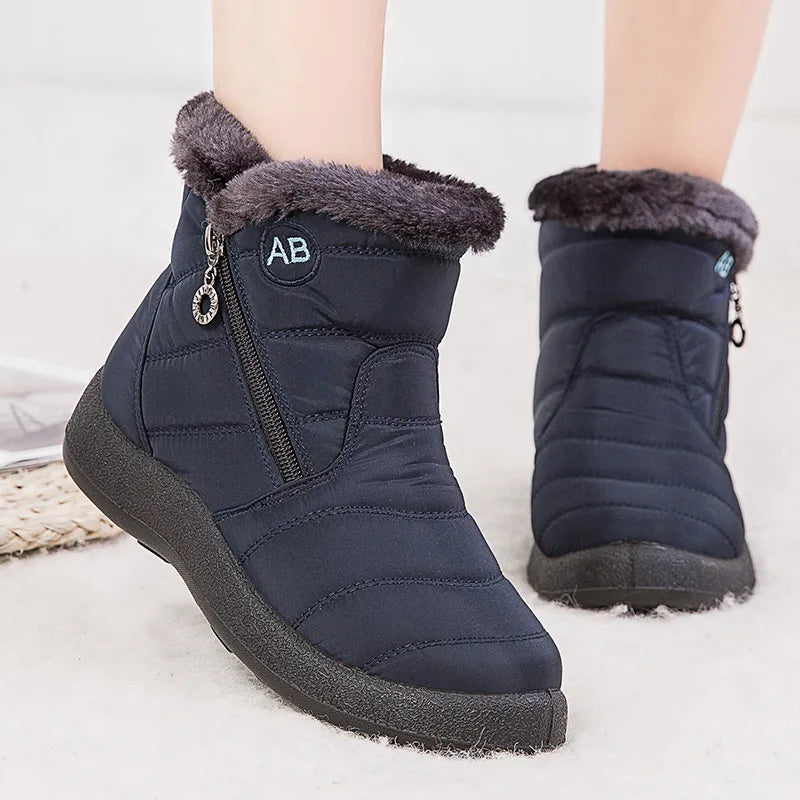 Black women's ankle boots | fleece lining, comfortable and casual