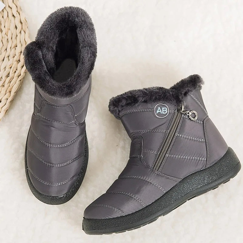 Black women's ankle boots | fleece lining, comfortable and casual