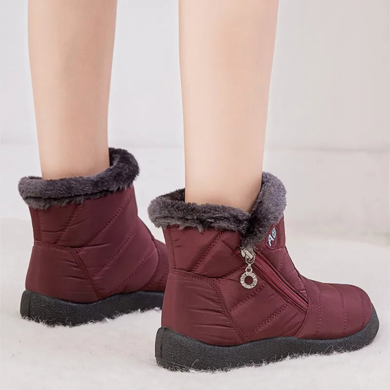 Black women's ankle boots | fleece lining, comfortable and casual