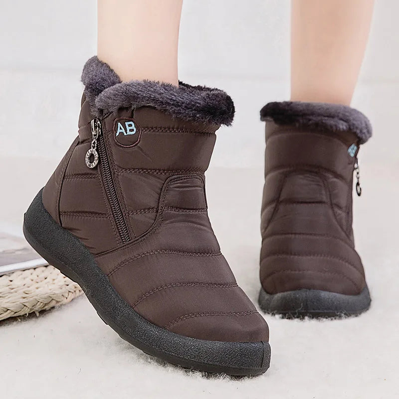Black women's ankle boots | fleece lining, comfortable and casual