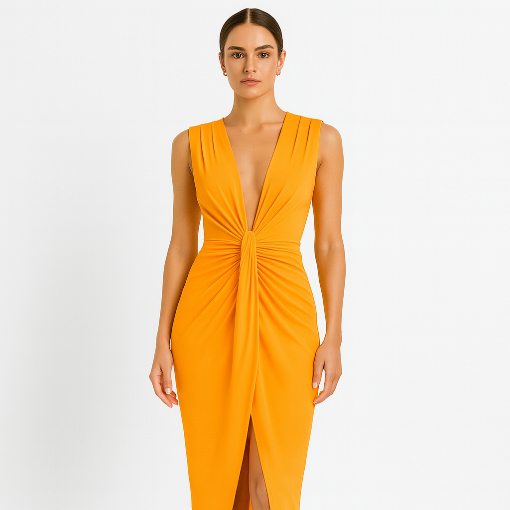 Elegant evening dress orange