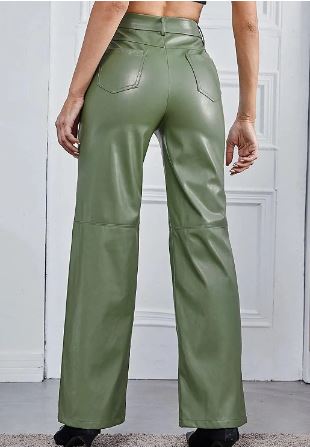 Fashionable leather trousers with a comfortable fit for spring - women