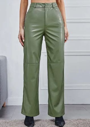 Fashionable leather trousers with a comfortable fit for spring - women