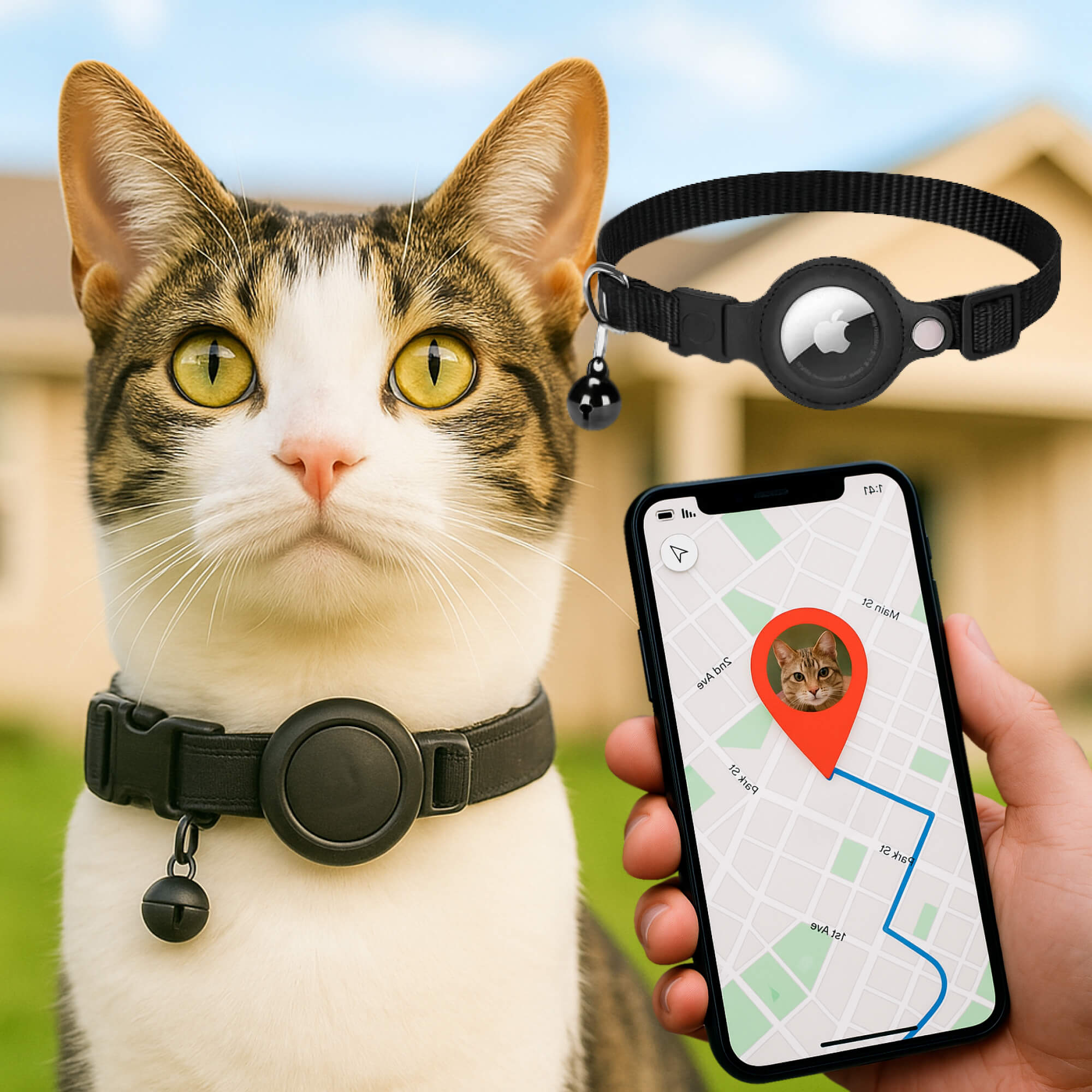 GPS tracker collar for cats | Quick release, reflective design and durable for safe outdoor adventures