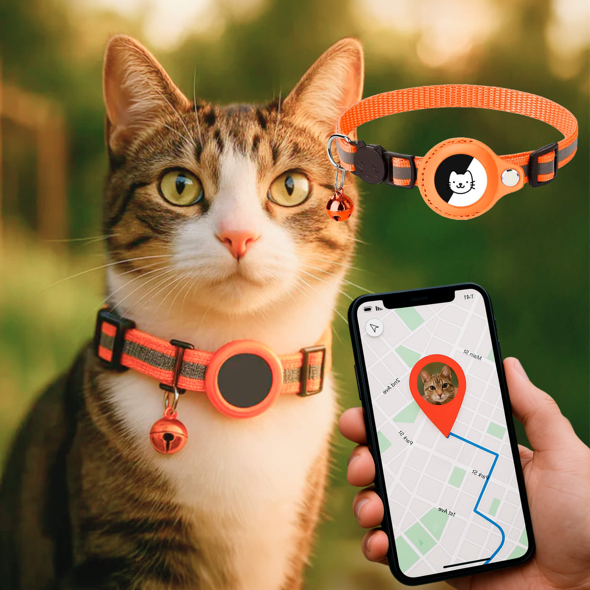 GPS tracker collar for cats | Quick release, reflective design and durable for safe outdoor adventures