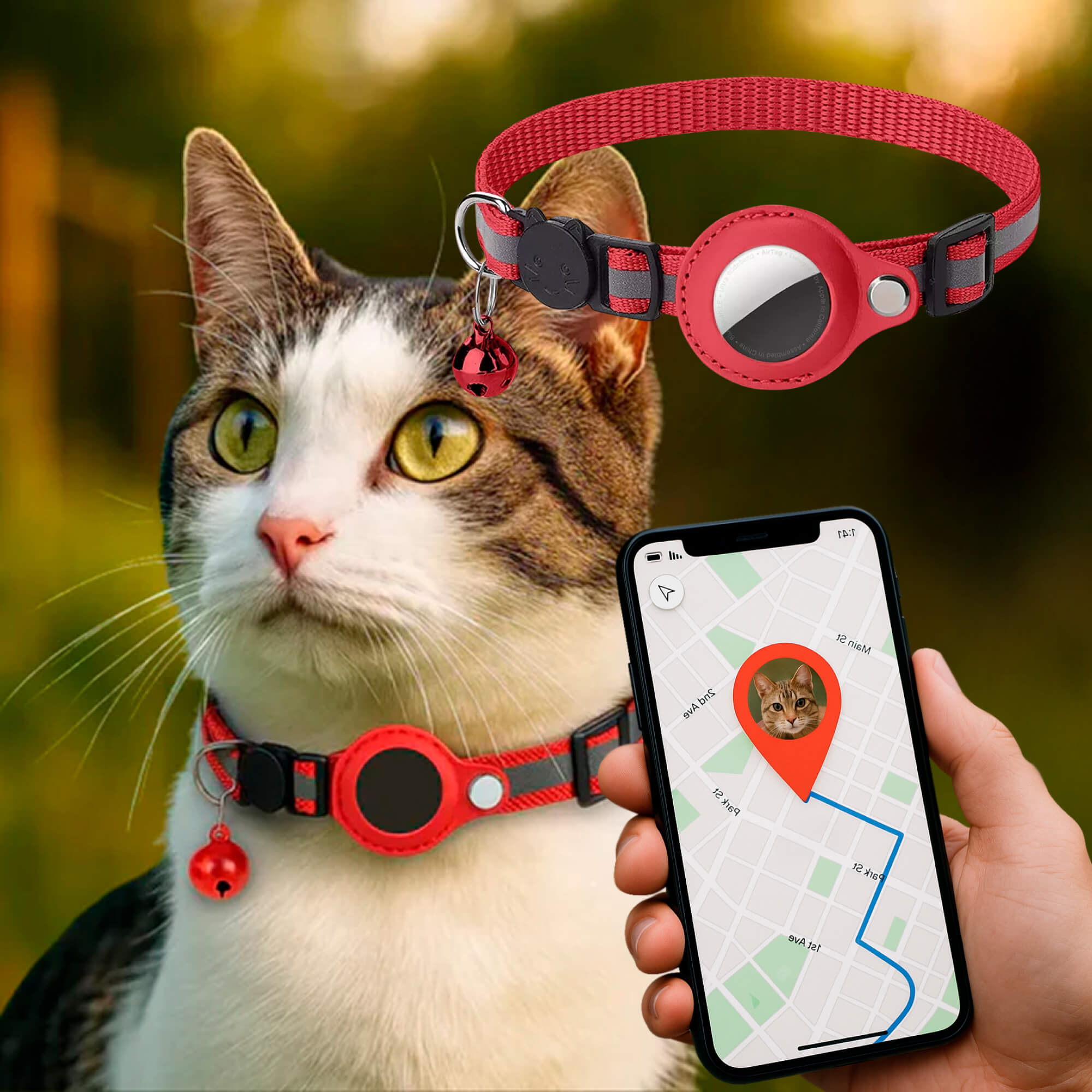 GPS tracker collar for cats | Quick release, reflective design and durable for safe outdoor adventures