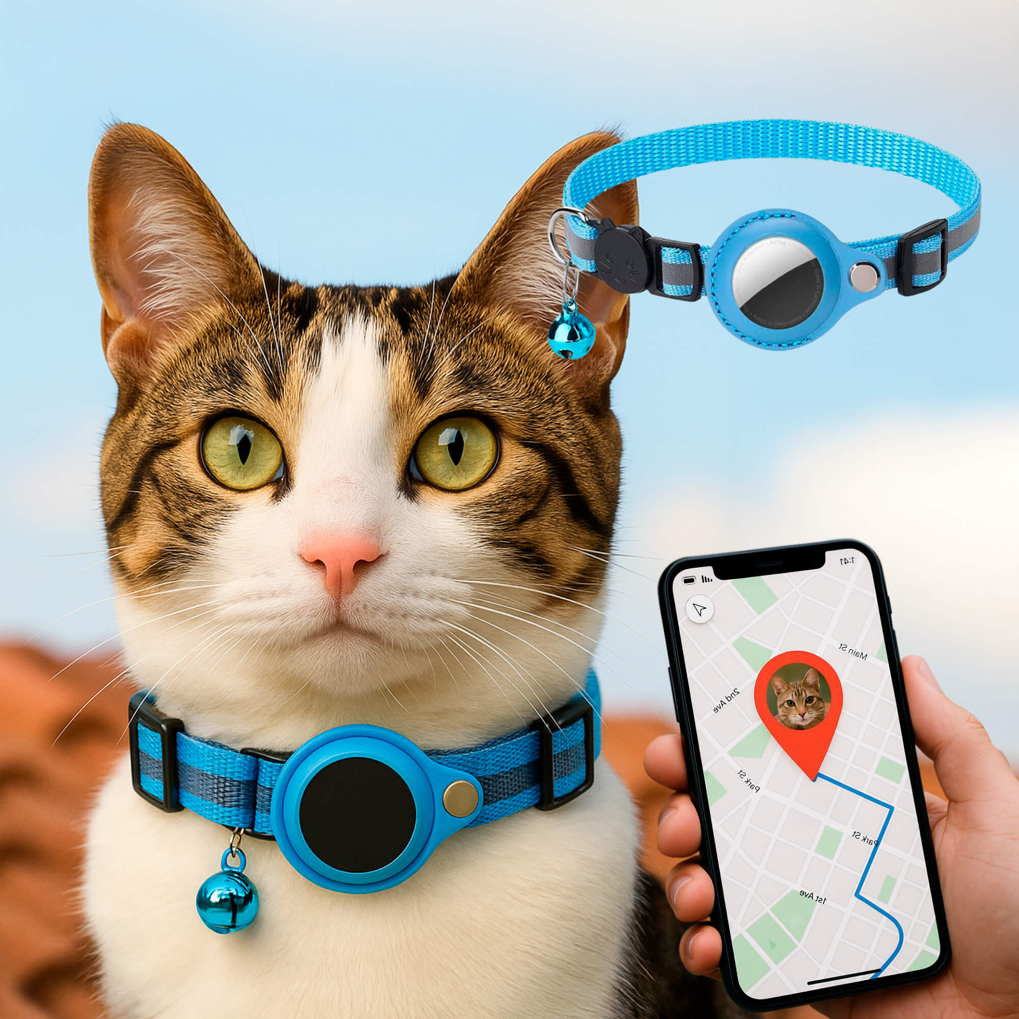 GPS tracker collar for cats | Quick release, reflective design and durable for safe outdoor adventures