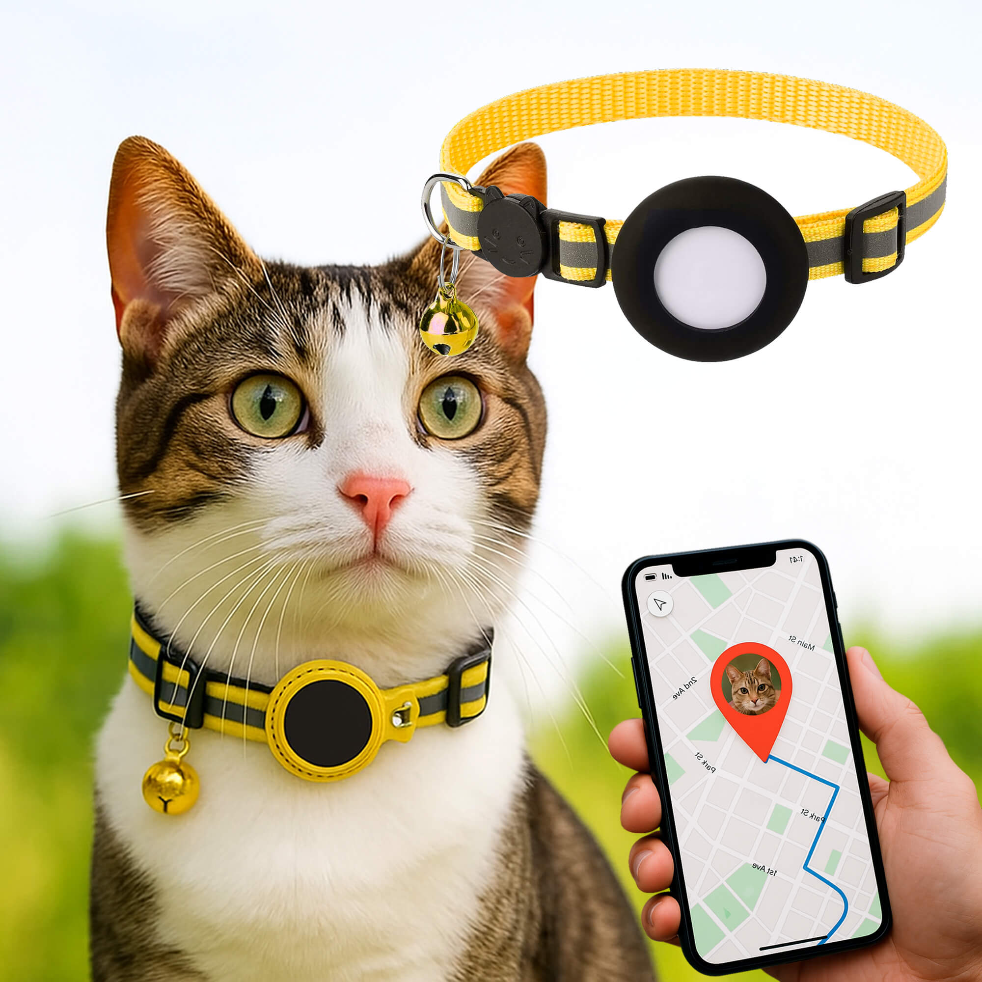 GPS tracker collar for cats | Quick release, reflective design and durable for safe outdoor adventures