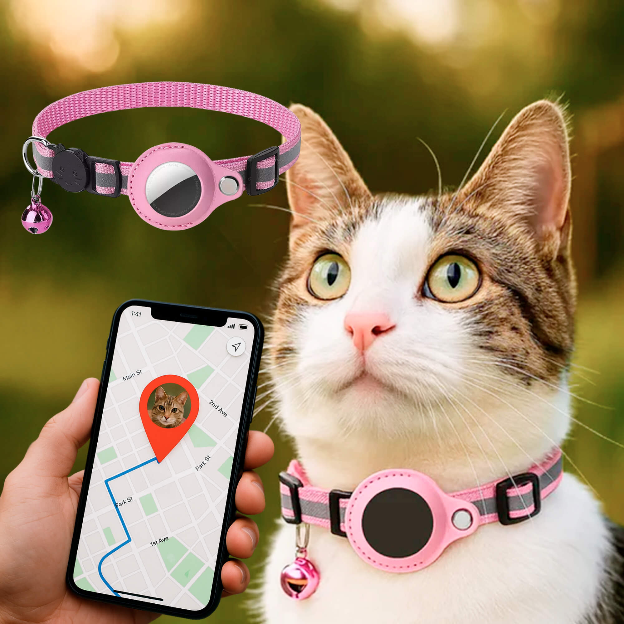 GPS tracker collar for cats | Quick release, reflective design and durable for safe outdoor adventures