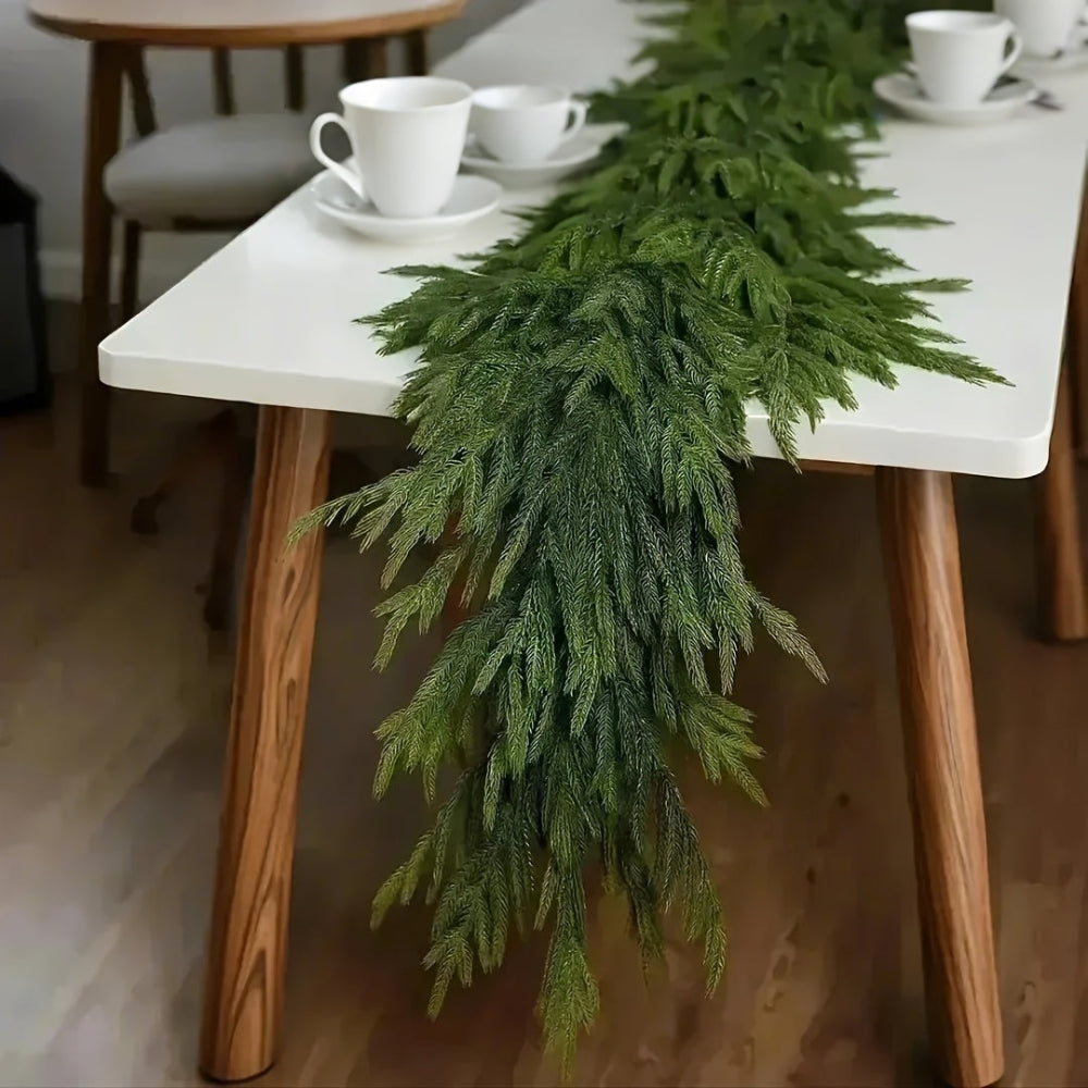 Guirnaldas de pinos artificiales Decoración de mesa navideña verde