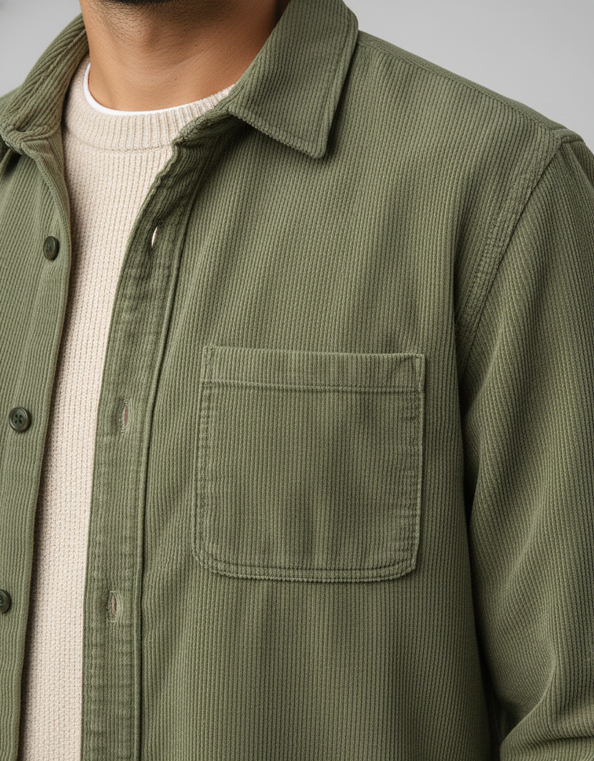 Herreskjorte i fløjl med knapper