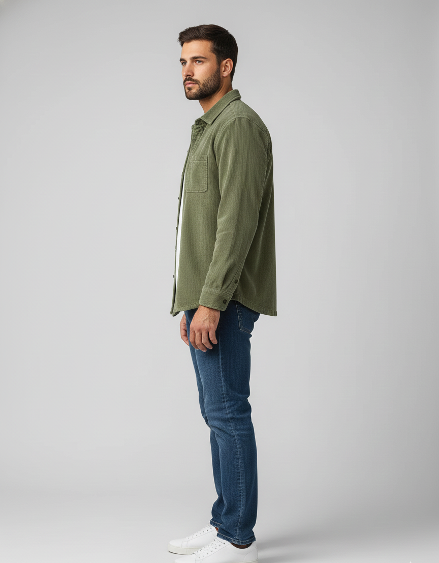 Herreskjorte i fløjl med knapper